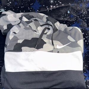 Nike Black and Gray Camo Hoodie